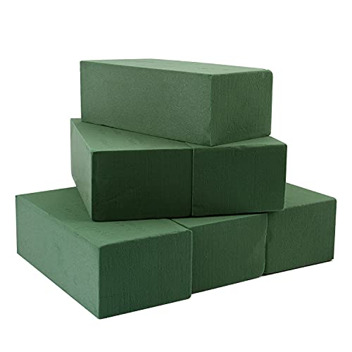 KIMOBER Wet Floral Foam Bricks,Large 9''Lx4''Wx3''H Green Foam Blocks for Flower Arrangement, Wedding,Party Decoration, Pack of 6