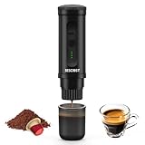 BESCOST Machine à Cafe Portable, Cafetière Portable 2 en 1 Compatible avec les Capsules Espresso et Poudre de Café, 9600 mAh 20 Bars, Rechargeable Pour Voyage, Camping, Voiture, Maison