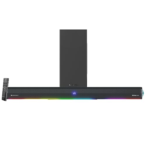 Image of ZEBRONICS Juke BAR 900 360 Watts Dolby Audio Soundbar with Wireless Subwoofer, Display, Bluetooth V5.3, HDMI (ARC), Optical in, USB, AUX, RGB LED Light, Wall Mount Bracket & Fasteners