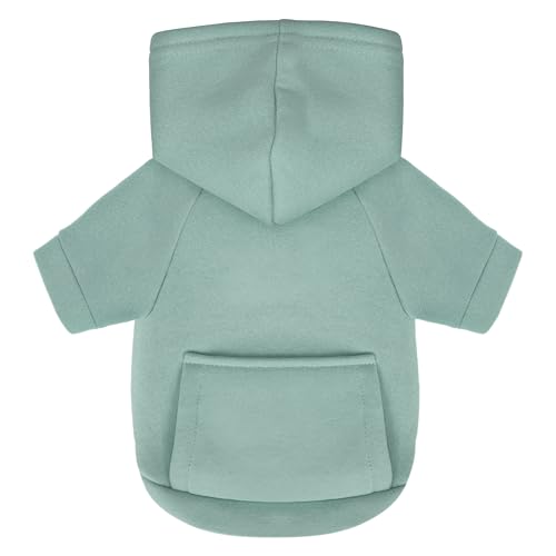 Winter Dog Hoodie with Pockets - Solid Color Polycotton Sweatshirt for Small, Medium, and Large Dogs - Soft, Warm, Cozy Pet Clothing for Cold Weather - Ideal for Outdoor Walks.Cyan Cyan Blue-S - Image 3