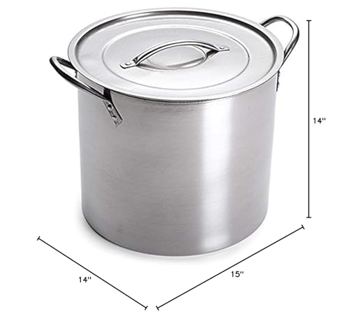 5 Gallon Stainless Steel Stock Pot with Lid, 12.5 x 12.5 x 11.5