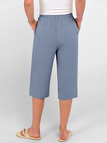 Image of ANRABESS Womens Wide Leg Capri Pants Elastic Waist Casual Loose Lounge Trousers 2026 Summer Flowy Beach Vacation Clothes