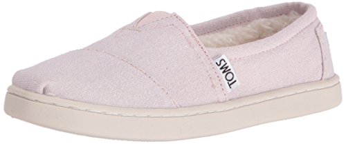 TOMs Girls Alpargata Slip on Sneakers (Infant/Toddler/Big Kid), Pink/Metallic Woven Shearling, 6 M US Big Kid