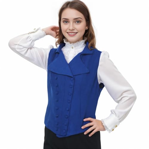 Women Victorian Edwardian Double Breasted Vest Waistcoat Vintage Steampunk Lapel Collar Fit Sleeveless Vest Jacket3
