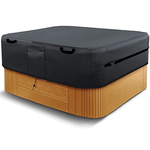 EKQSGLC Bache Spa ImperméAble, 600D Couverture Spa, Housse De Protection pour Bain à Remous Étanche à la poussière et aux UV Coupe Vent - Noir (220 * 220 * 85cm)