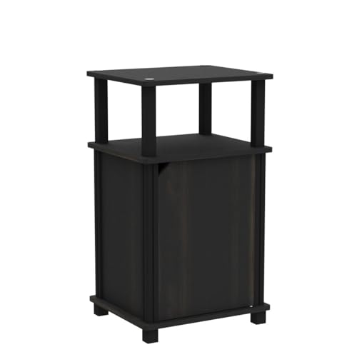 Image of Furinno Brahms 3-Tier End Side Sofa Table /Nighstand with Door, 2-Pack, Espresso /Black