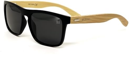 Óculos de Sol Quadrado Polarizado Em Bambu Maya Zone + Case