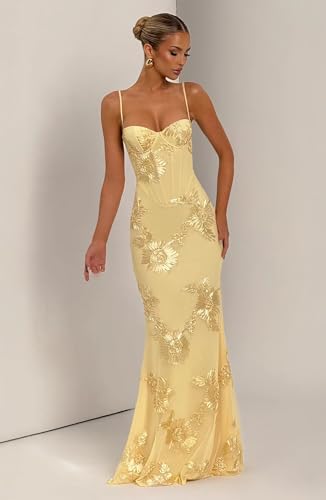 OFEYCHUN Floral Bridesmaid Dresses for Women Tulle Spaghetti Strap Mermaid Formal Prom Dress Long2