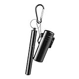 Lighter Case&Airtight Aluminum Metal Storage Tube Set,Waterproof Aluminum Container + Durable Lighter Pouch Fit BIC Slim Lighter3.1IN,Travel Kit for Hiking,Outdoor Use (Black)