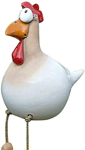 Resin Chicken Sculpture, Cute Resin Plug Chicken Sculpture Outdoor Craft Mothers Day Garden Hen Rooster Figure Ornament Home Animal Statue Miniature Handcraft (White) #TOP6