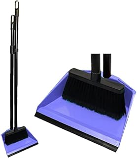 Cotarba Long Handled Dustpan and Brush Set Dust Pan Handle Broom Upright Sweep Set Lobby Dust Pan with Long Handle Sweeping Broom Purple