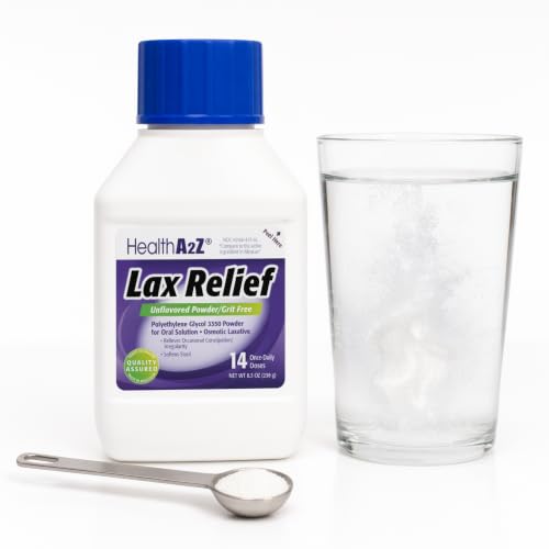 Image of HealthA2Z Lax Relief PEG 3350 17g, Osmotic Laxative, Unflavored, 8.3 oz