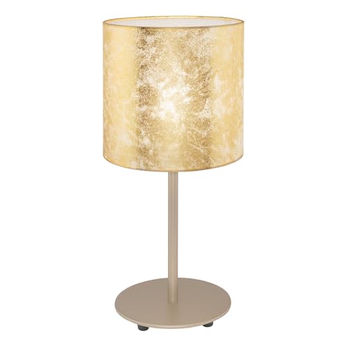 EGLO Tischlampe Viserbella, 1 flammige Tischleuchte Vintage, Nachttischlampe aus Stahl und Textil, Wohnzimmerlampe in Champagner, Gold, Lampe mit Schalter, E27 Fassung EGLO Tischlampe Viserbella, 1 flammige Tischleuchte Vintage, Nachttischlampe aus Stahl und Textil, Wohnzimmerlampe in Champagner, Gold, Lampe mit Schalter, E27 Fassung