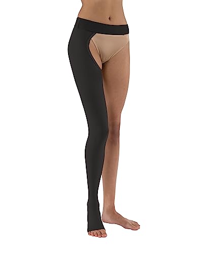 Image of JOBST Relief Graduated Compression Stockings 20-30mmHg - Comfortable Unisex Design - Left Chap, Open Toe, Black, X-Large