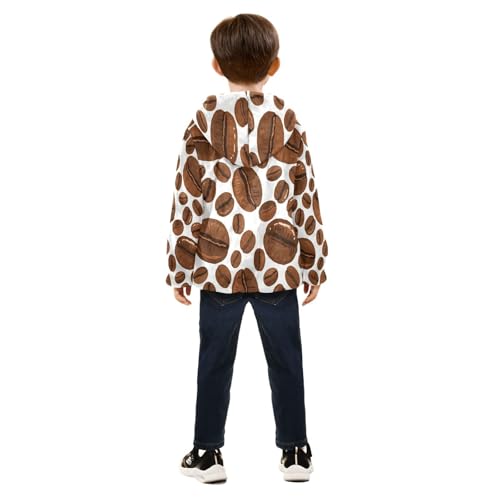 Brown Coffee Beans Pattern Print_1 Toddler Fleece Jacket Girl Boys Hooded Fleece Jacket Coat Warm4