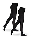 Basic Treasure 2 Paar Thermo Tights für Damen – Thermo Strumpfhose Damen Schwarz – Blickdichte Winterstrumpfhose FüßIg – Winter Feinstrumpfhose (as3, alpha, l, x_l, regular, regular, Schwarz)