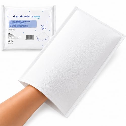 Le Pro du Médical 200 Gants de Toilette Jetables Ultra Doux - Non Tissés Molletonnés - Soins Médicaux et Hygiène - Blanc