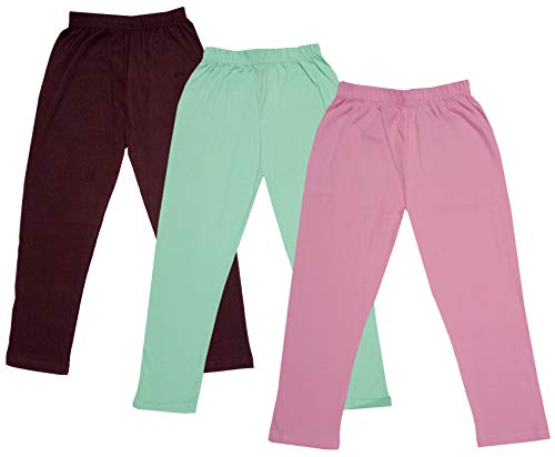 Image of IndiWeaves Girls Super Soft Cotton Solid Capri Pants (Light Purple, Sea Green, Brown, 12-14 Years) Pack of 3