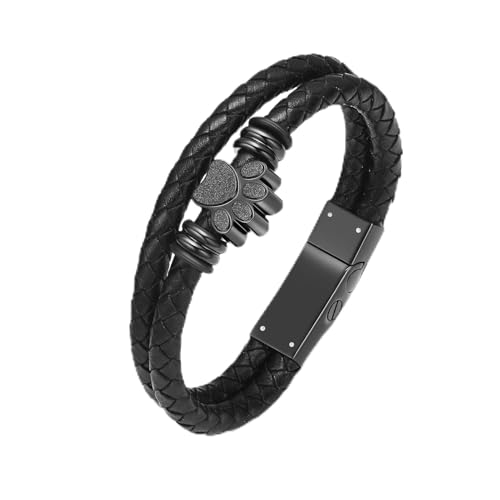 Hund Pfote Urne Armband für Asche geflochtenes Leder Einäscherung Schmuck für Asche für Hund Katze Keepsake Armreif