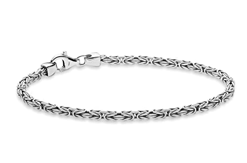 Miabella Italian Rodium Plated 925 Sterling Silver 2.5Mm Dainty Solid Square Byzantine Bracelet For Men, 925 Handmade In Italy (Length 7.5 Inch) #TOP24