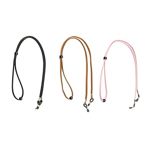 Preisvergleich Produktbild VORCOOL 3 Stück Brillenkette Premium Rutschfester Sonnenbrillenriemen Brillenhalter (Schwarz / Rosa / Hellbraun)
