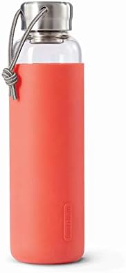 Black+Blum Glass Leak-Proof, Lightweight Travel Water Bottle with Protective Sleeve, Slate, 600ml / 20fl oz