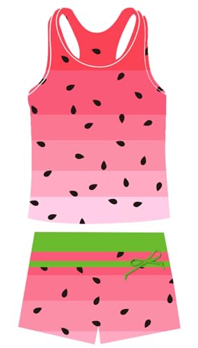 Image of Belovecol Girls Swimsuits Two Piece Tankini Bathing Suits Boyshort Summer Beach Swimwear 4-16Y Removable Bra Pads Above 12Y
