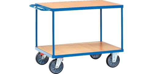 Fetra Transportgeräte mtpic2403 F 500 Regal Wagen mit Tablett, 2 rechteckig, 270 mm, 900 mm, 1200 mm x 800 mm Plattform, 200 mm Rollen Durchmesser