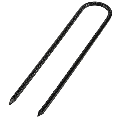 Estacas de refuerzo en forma de U de 12 pulgadas MUKCHAP piquetas negras para carpas y redes 5