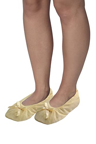 Roxoni Women's Terry Classic Cotton & Velour Ballerina Slippers (Pack Of 2) #TOP3