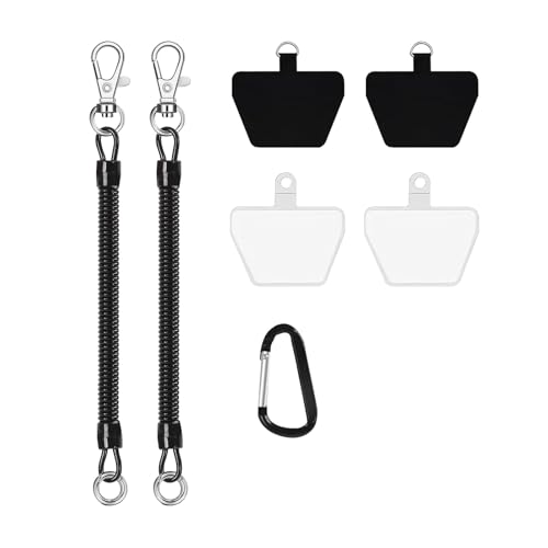 2 Piezas Cadena de Teléfono Móvil Cable Espiral Flexible, Cuerda de Seguridad para Teléfono Cordón para Teléfono Elástica Antirrobo Antipérdida Elástica con Parche para Mayoría de los Smartphones