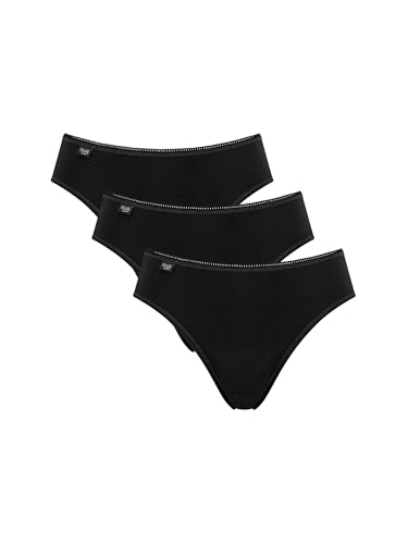 Sloggi Damen Unterhose 24/7 Cotton Tai , Baumwolle, 3-Pack, 40, Schwarz
