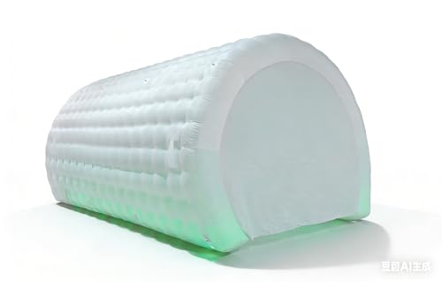 18ft Inflatable Sports Tunnel Entrance, White Inflatable Event Tunnel with Led Light, 350W Blower, Heavy Duty 420D Oxford for Sports, Weddings, Commercial Events, 18x9.5x11.5ft