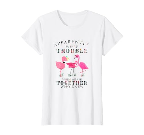 Apparently We're Trouble When We Are Together Funny Flamingo Maglietta
