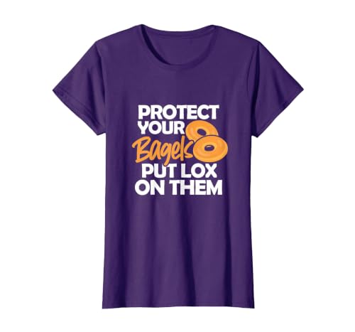 Bagel Funny Protect Your Bagels Put Lox On Them T-Shirt, Women, Purple, Medium