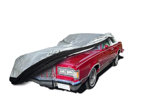 Image of Heavy Duty Outdoor Car Cover with Patented Weighted Ground Conforming Apron Seal - Wind Resistant, Dust, & Water Protection for Automobiles - Full Size 230 L x 75 W x 73 H inch Max
