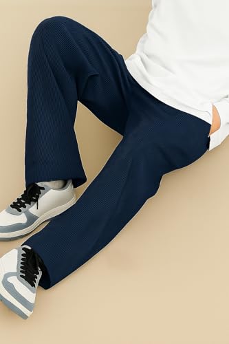 Image of INKKR Men's Polyester Causal Lightweight Elastic Waist with Drawstring Comfortable Loose Fit Trouser Pant