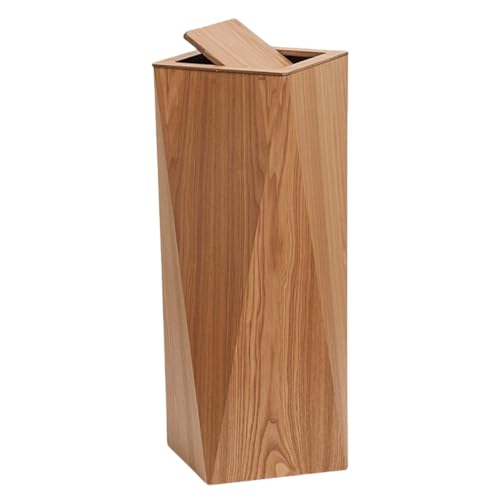 JiFocelt 木製クリエイティブゴミ箱 蓋付き 北欧 インターネット セレブ ライト 高級 商業 ホテル オフィス ホーム 収納 ペーパーバスケット 木製のアイデアゴミ箱には蓋がつきます (ヤナギ色です,D)