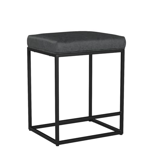 MAISON ARTS Counter Height 24" Bar Stools Set of 2 for Kitchen Counter Backless Modern Barstools Industrial Upholstered Faux Leather Stools Farmhouse Island Chairs, (24 Inch, Grey)