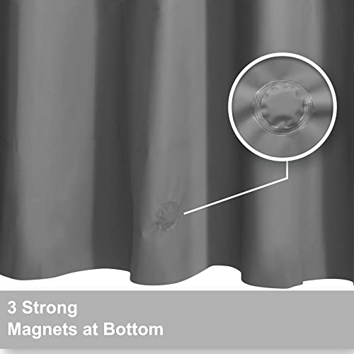 Image of Barossa Design Gray Shower Curtain Liner - Premium PEVA Shower Liner for Bathroom, BPA & PVC Free, No Chemical Smell, Lightweight Standard Size Bath Curtain with 3 Magnets, Metal Grommets - Dark Gray