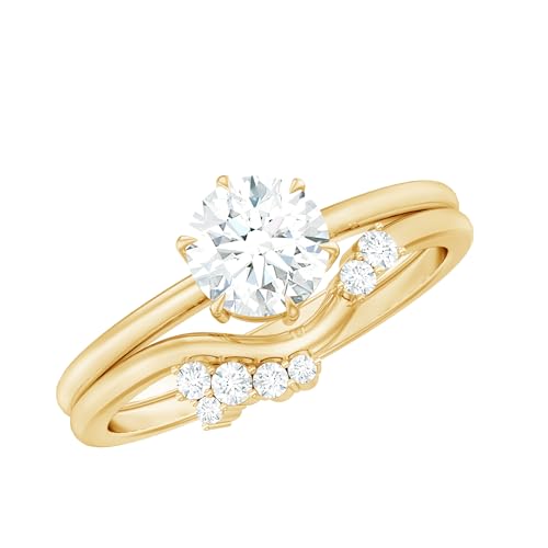 Certified Lab Grown Diamond Bridal Ring Set, Ef-Vs Quality, 6mm Diamond Engagement Ring with Enhancer - Ready To Gift
