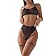 NewBull Sexy Unterwäsche Set für Damen Einfach Chiffon Transparent Dessous Outfit Kabelloser Hosenträger BH und Hoher Taille Höschen mit Beinring Dreiteilig Negligee für Frauen (Schwarz, S für S/M)