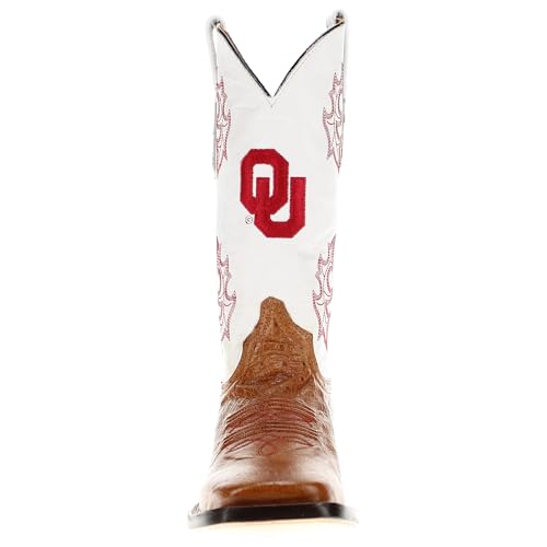 Image of Vaccari Men's Brooks Genuine Smooth Ostrich Leather NCAA Athletics Embroidery Western Cowboy Boots
