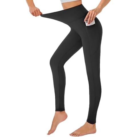 AMERICLOUD Yoga Leggings for Women Buttery Soft High Waisted Tummy Control Yoga Pants with Pockets Workout Gym Leggings Black Cover