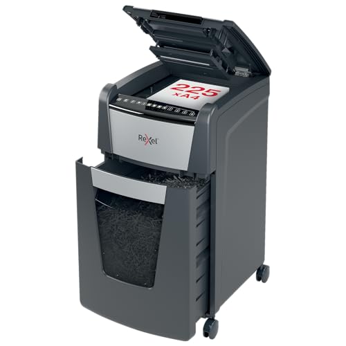 Rexel 2020225X Auto+ 225X – Destructeur de Documents Automatique Coupe Croisée Sécurité P4, Capacité 225 Feuilles, Corbeille 60 litres Amovible,...