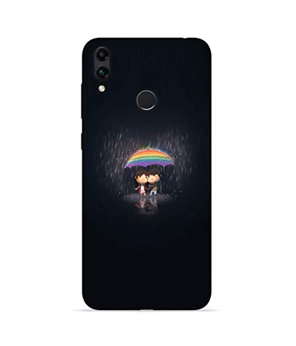 Image of Silence Printed Boy and Girl with Umbrella Under The rain Designer Hard Back Case Cover for Huawei Honor 8C
