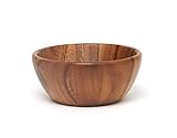 Lipper International Acacia Round Flair Serving Bowl for Fruits or Salads, Small, 6' Diameter x 2.5' Height, Single Bowl
