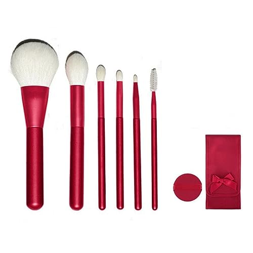 XMKJCHA Red Mandala 6pcs Makeup Brush Set Soft Hair Loose