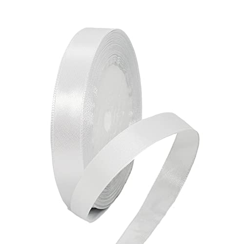 10mm White Ribbon for Gift Wrapping 22m Fabric Thick Satin Ribbon White Bow for Gift Wrapping Ribbons for Balloons Crafting Hair Bouquets Wedding Car Presents Cake Christmas Party Decorations