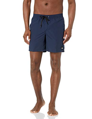 Quiksilver Men's Standard Solid Elastic Waist Volley Boardshort Swim Trunk Bathing Suit, Navy Blazer, M